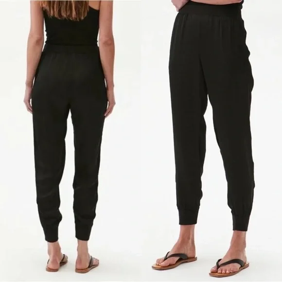Michael Stars • Lidia Jogger relaxed satin pants black knit soft pull-on - Picture 10 of 10